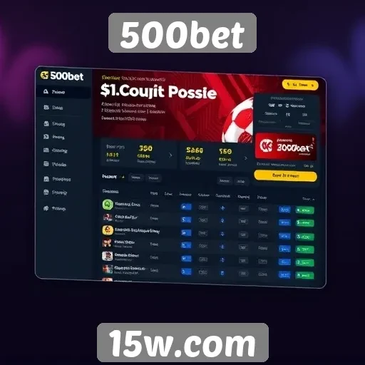 Interface do usuário no site 500bet